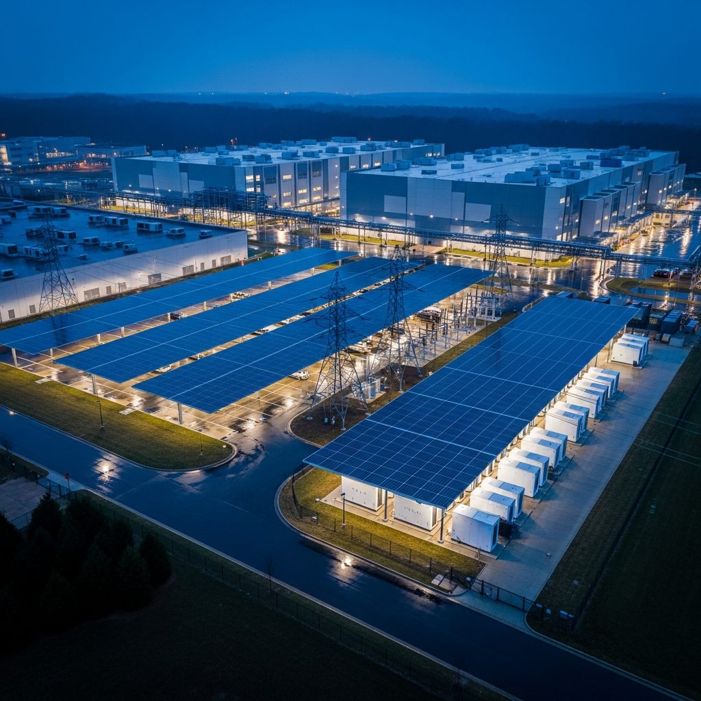 AI data center with on-site solar generation